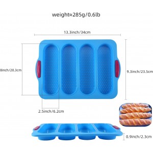 Nonstick Silicone Baguette Pan French Bread Baking 3 Wave Loaves Each Loaf 11