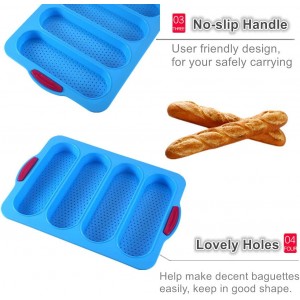 Nonstick Silicone Baguette Pan French Bread Baking 3 Wave Loaves Each Loaf 11