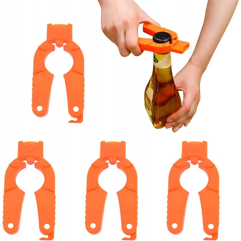 4 PACK Multifunctional Kitchen Bottle Opener Adjustable Easy Grip Bottle Jar Opener Orange Can Opener Use for Elderly Weak Hands and Arthritic