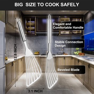 2-Piece Premium Fish Spatula Set, Big Size Stainless Steel, Thickness Blade Turner for Cooking, Flipping, Frying and Grilling