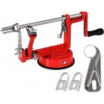 Apple Peeler, Slicer Corer Potato Peelers 3 In 1, Stainless Steel Heavy Duty with Suction Cup Base And 3 Extra Blades (Red)