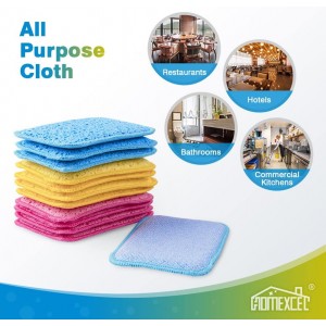 HOMEXCEL 12 Pack Scrub & Wipe Cloths, Dual-Sided Sponges for Kitchen, All-Purpose Cloth for Dishes, Pots, Pans, Non-Stick Cookware, Countertops (Red, Yellow, Blue)