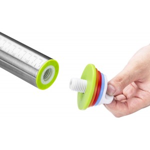 Rolling Pin and Pastry Baking Mat Set, Rolling Pins with Adjustable Thickness Rings, Stainless Steel Dough Roller for Baking Fondant, Pizza, Pie, Pastry, Pasta, Cookies (Blue)