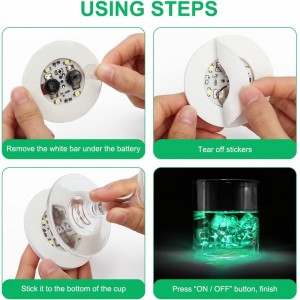 AHIIER 12 Pcs RGB Led Coasters - Multicolor Led Bar Coaster with 7 Colors, Bottle Lights and Sticker Lights for Party, Wedding, Bar