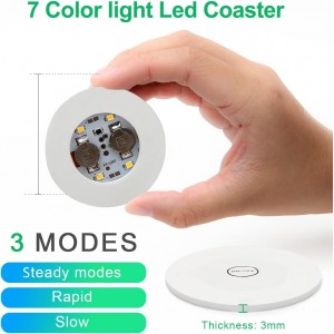 AHIIER 12 Pcs RGB Led Coasters - Multicolor Led Bar Coaster with 7 Colors, Bottle Lights and Sticker Lights for Party, Wedding, Bar