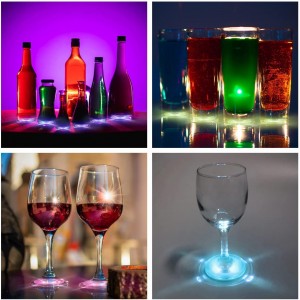AHIIER 12 Pcs RGB Led Coasters - Multicolor Led Bar Coaster with 7 Colors, Bottle Lights and Sticker Lights for Party, Wedding, Bar