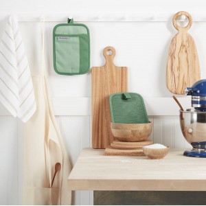 KitchenAid Beacon Two-Tone Non-Slip Pot Holder Set, Pistachio/Graphite Green, 7