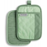 KitchenAid Beacon Two-Tone Non-Slip Pot Holder Set, Pistachio/Graphite Green, 7
