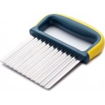 Crinkle Cutter Knife, Potatoes Crinkle Fry Cut and Vegetable Cutter for Veggies, Stainless Steel Carrot Slicer（Yellow）