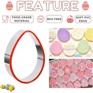 Crethinkaty 3 Pieces Egg Cookie Cutter Set for Baking Easter Egg Shape with Soft PVC Edge Cookie/Pastry/Biscuit Cutter for Holiday