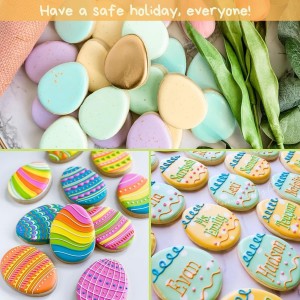 Crethinkaty 3 Pieces Egg Cookie Cutter Set for Baking Easter Egg Shape with Soft PVC Edge Cookie/Pastry/Biscuit Cutter for Holiday