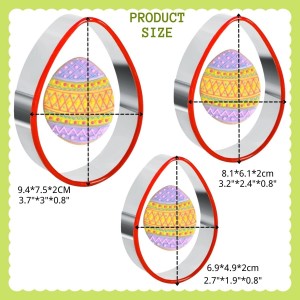 Crethinkaty 3 Pieces Egg Cookie Cutter Set for Baking Easter Egg Shape with Soft PVC Edge Cookie/Pastry/Biscuit Cutter for Holiday