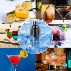 Large 24oz Cocktail Shaker Set, Stainless Steel 18/8 Martini Mixer Shaker with Built-in Strainer, Measuring Jigger & Mixing Spoon, Martini Shaker Set, Perfect for Bartender and Home Use, Black