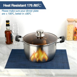 SLKQG Navy Blue Placemats Set of 4 - Easy Clean Washable Vinyl Placemats - Wipeable Heat Resistant Table Mats for Dining Table - 17x12 Inch (Navy Blue, 4)