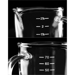 QWORK Espresso Shot Glass with Handle, 2 Pack 3-Ounce Double Spout Glass Measuring Cup Triple Pitcher Milk Cup with Two Scales (OZ&ML)