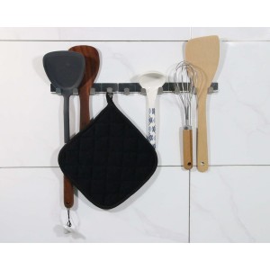 5 PCS Pot Holders for Kitchen, Cotton Potholers with Great Heat Resistance, Hot Pads, Trivets for Cooking and Baking Black