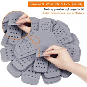 BYKITCHEN Pan and Pot Protectors, Larger & Thicker Pan Protectors with Stars, Set of 6 and 3 Different Sizes, Pot Protectors for Stacking and Protecting Your Cookware