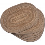 Noctiflorous Woven Oval Braided Placemats Set of 6-12 x 17.5 Inch Washable Non-Slip Heat Resistant Table Mats for Kitchen and Dining（Brown, 6）