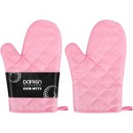 Heat Resistant Thick Cotton Oven Mitts Set, Soft Quilted Lining, Strong Grip Potholders for Hot Pans and Oven, Kitchen Mitt Pair Protect Hands, Cooking Baking BBQ Gloves, 11 Inch, Pink