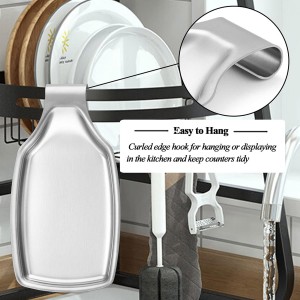 LIANYU Spoon Rest for Kitchen Counter, Stainless Steel Spoon Ladle Holder for Stove Top, Spatula Utensil Holder with Square Bottom, Heavy Duty, Dishwasher Safe