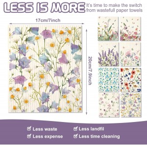 Vesici 8 Pieces Wildflowers Swedish Kitchen Dishcloths - Butterflies and Flowers Towels Set Absorbent Dish Cleaning Cloths Reusable Sponge Quick Drying Dishcloths for Home Kitchen Cleaning