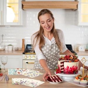 Vesici 8 Pieces Wildflowers Swedish Kitchen Dishcloths - Butterflies and Flowers Towels Set Absorbent Dish Cleaning Cloths Reusable Sponge Quick Drying Dishcloths for Home Kitchen Cleaning