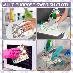 Vesici 8 Pieces Wildflowers Swedish Kitchen Dishcloths - Butterflies and Flowers Towels Set Absorbent Dish Cleaning Cloths Reusable Sponge Quick Drying Dishcloths for Home Kitchen Cleaning