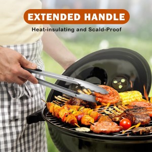 TACGEA Stainless Steel Kitchen Tongs, Silicone Non-slip Grip, Locking Grilling Food Tongs Set of 2, 9-inch & 12-inch