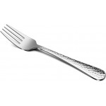 Hammered Salad Forks Set of 6, E-far Stainless Steel Appetizer Dessert Forks, Silverware Flatware Small Forks, Mirror Finish, Dishwasher Safe - 6.7 Inches