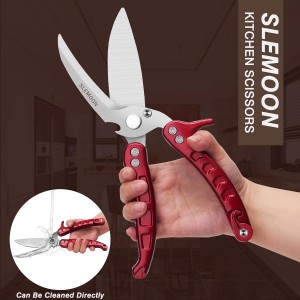 Kitchen Shears Heavy Duty Poultry Shears Meat Cutting Dishwasher Safe and Stainless Food Kitchen Scissors for Chicken Turkey Thanksgiving,Burgundy