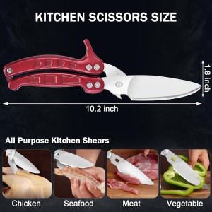Kitchen Shears Heavy Duty Poultry Shears Meat Cutting Dishwasher Safe and Stainless Food Kitchen Scissors for Chicken Turkey Thanksgiving,Burgundy