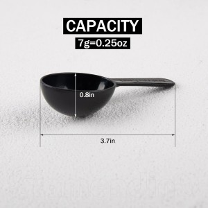 Framendino, 24 Pack Plastic Measuring Spoons Short Handle Scoops for Coffee Tea Sugar Cereal, Black 7g