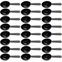 Framendino, 24 Pack Plastic Measuring Spoons Short Handle Scoops for Coffee Tea Sugar Cereal, Black 7g