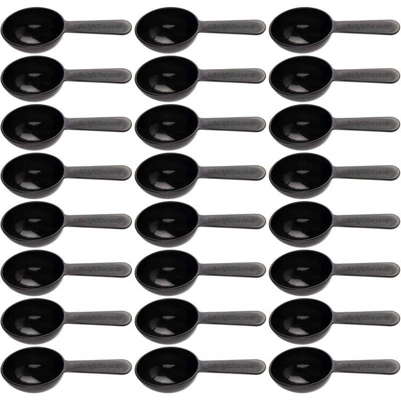 Framendino, 24 Pack Plastic Measuring Spoons Short Handle Scoops for Coffee Tea Sugar Cereal, Black 7g