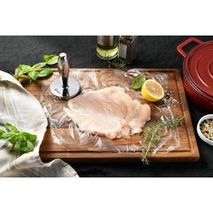 Meat Pounder Tenderizer - Solid Cast Stainless Steel Round Chicken Flattener Tool - Works Great As A Smash Burger Press - Dishwasher Safe