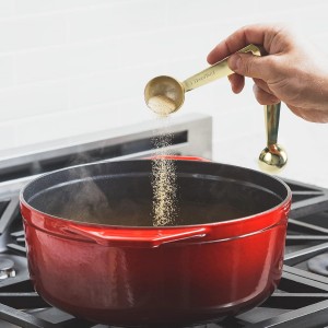 Gold Measuring Spoons, Heavy Duty 18/8 Stainless Steel Measuring Set of 6 Piece: 1/8 tsp, 1/4 tsp, 1/2 tsp, 1 tsp, 1/2 tbsp & 1 tbsp Measuring Liquid and Dry Ingredients for Cooking Baking Gift Set