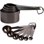 16 Pcs Stainless Steel Measuring Cups and Measuring Spoons Set, Heavy Duty Metal Measuring Cups and Scoops for Kitchen Cooking Baking Includes 5 Cups, 6 Tbsp Tsp Spoons & 5 Mini Spoons(BLK)