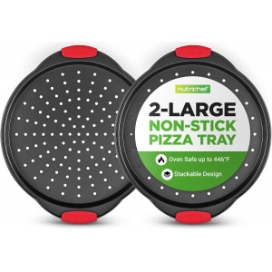 NutriChef 2-Piece 13-Inch Nonstick Pizza...