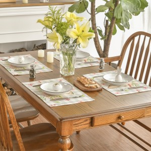 Artoid Mode Buffalo Plaid Bunny Rabbit Ears Flower Easter Placemats for Dining Table, 12 x 18 Inch Spring Summer Seasonal Holiday Rustic Vintage Washable Table Mats Set of 4