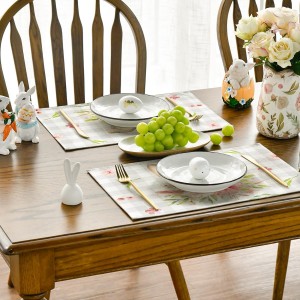 Artoid Mode Buffalo Plaid Bunny Rabbit Ears Flower Easter Placemats for Dining Table, 12 x 18 Inch Spring Summer Seasonal Holiday Rustic Vintage Washable Table Mats Set of 4