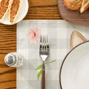 Artoid Mode Buffalo Plaid Bunny Rabbit Ears Flower Easter Placemats for Dining Table, 12 x 18 Inch Spring Summer Seasonal Holiday Rustic Vintage Washable Table Mats Set of 4