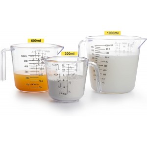 Measuring Cups Set, Liquid Measuring Cups For 3 For Kitchen - BPA Free Plastic Set with Spout Multiple Measurement Scales (Clear)