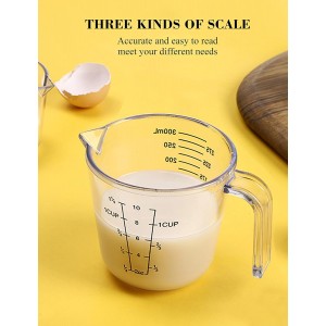 Measuring Cups Set, Liquid Measuring Cups For 3 For Kitchen - BPA Free Plastic Set with Spout Multiple Measurement Scales (Clear)