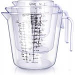 Measuring Cups Set, Liquid Measuring Cups For 3 For Kitchen - BPA Free Plastic Set with Spout Multiple Measurement Scales (Clear)