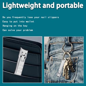 Nail Clippers for Natural Finger Nails Ultra Thin Mini Travel Portable Folding Wide Jaw Cutter with Glass Nail File Curved Trimmer for Fingernail Toenail, with Keychain(X021DB-S)