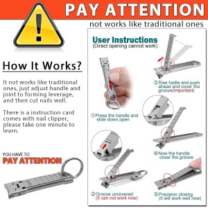 Nail Clippers for Natural Finger Nails Ultra Thin Mini Travel Portable Folding Wide Jaw Cutter with Glass Nail File Curved Trimmer for Fingernail Toenail, with Keychain(X021DB-S)