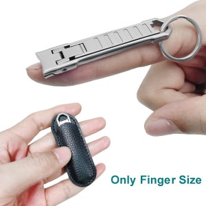 Nail Clippers for Natural Finger Nails Ultra Thin Mini Travel Portable Folding Wide Jaw Cutter with Glass Nail File Curved Trimmer for Fingernail Toenail, with Keychain(X021DB-S)