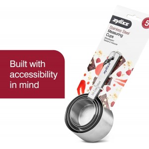 Zyliss Premium Stainless Steel Measuring Cups - Stainless Steel Measuring Cup Set - Dry Ingredient Nesting Measuring Cups - Premium Bakeware & Kitchen Tools - 4 Piece