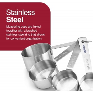 Zyliss Premium Stainless Steel Measuring Cups - Stainless Steel Measuring Cup Set - Dry Ingredient Nesting Measuring Cups - Premium Bakeware & Kitchen Tools - 4 Piece