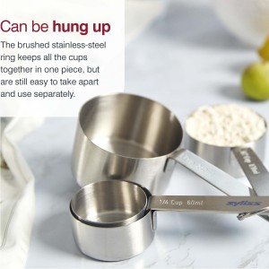 Zyliss Premium Stainless Steel Measuring Cups - Stainless Steel Measuring Cup Set - Dry Ingredient Nesting Measuring Cups - Premium Bakeware & Kitchen Tools - 4 Piece